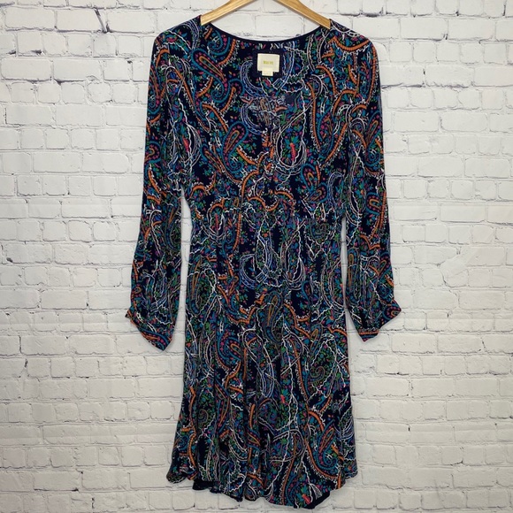 Maeve Dresses & Skirts - NWOT MAEVE navy blue paisley sleeve long dress